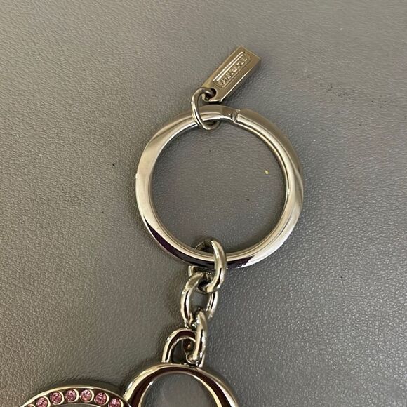 Coach Pink Rhinestone Heart Keychain - Picture 3 of 3